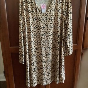 V neck dress with long bell sleeves